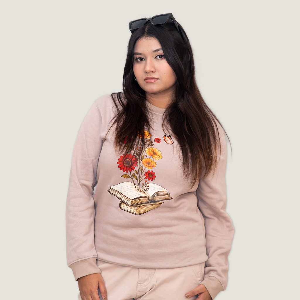 The Blooming Book Sweatshirt (Beige/Taupe)