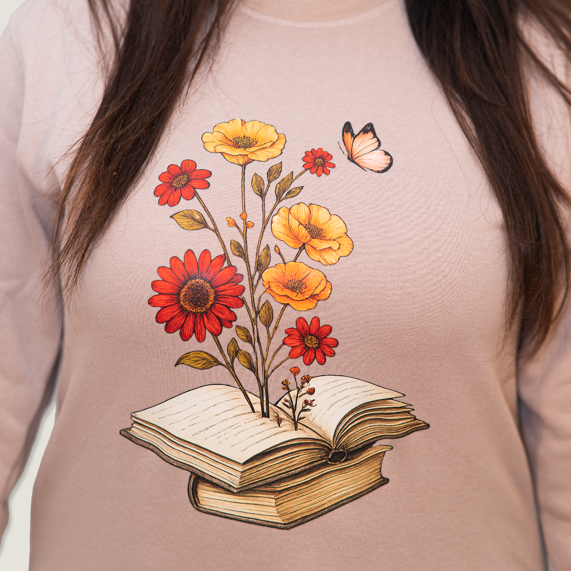 The Blooming Book Sweatshirt (Beige/Taupe)