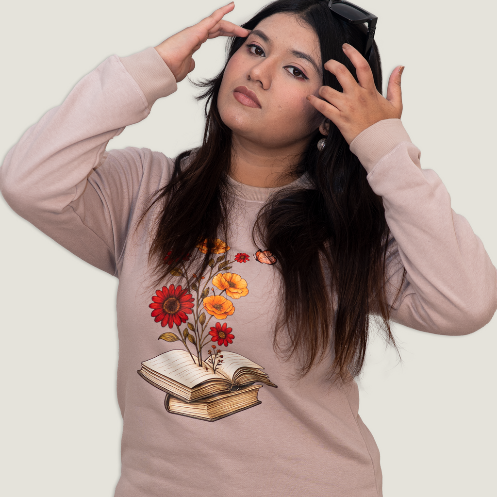 The Blooming Book Sweatshirt (Beige/Taupe)