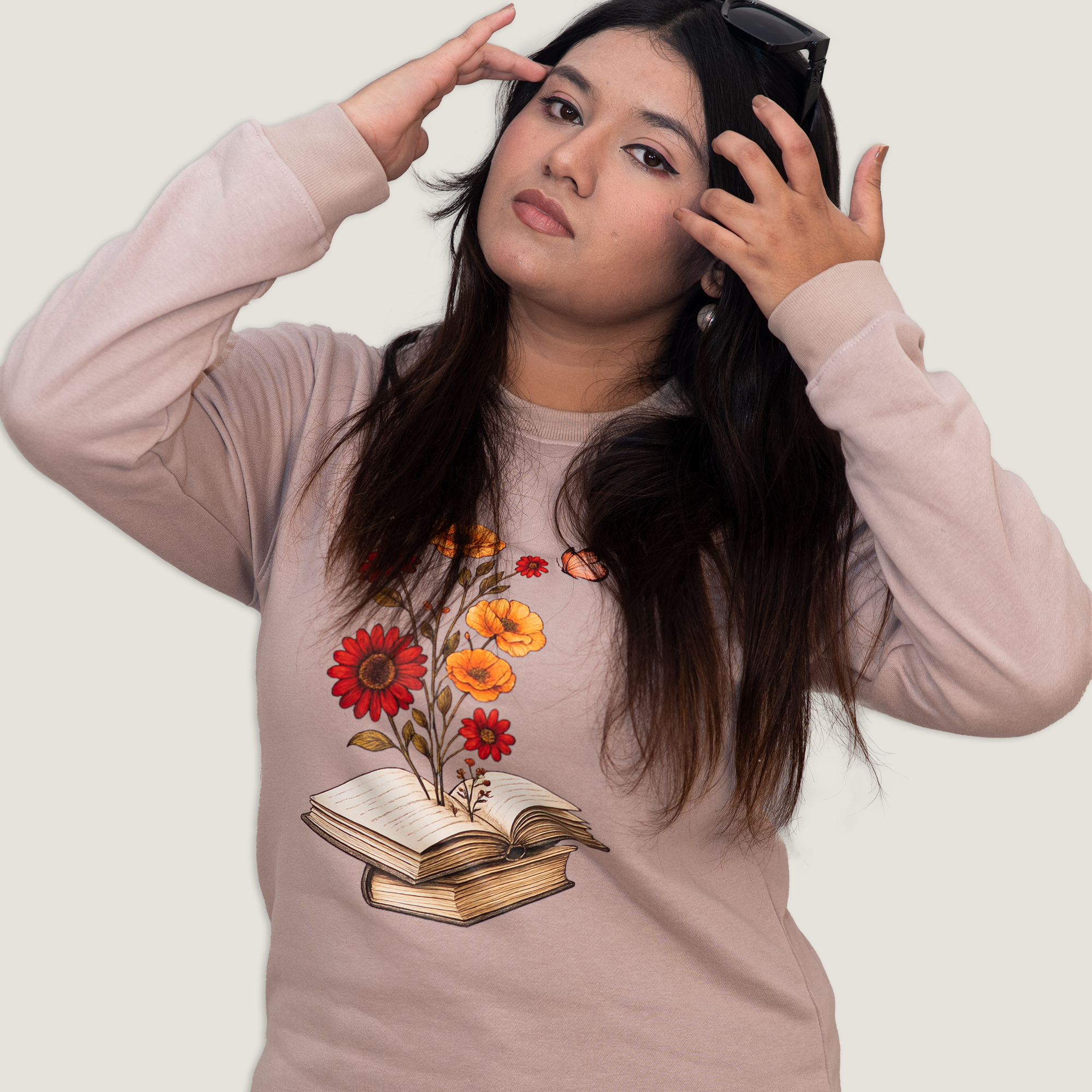 The Blooming Book Sweatshirt (Beige/Taupe)