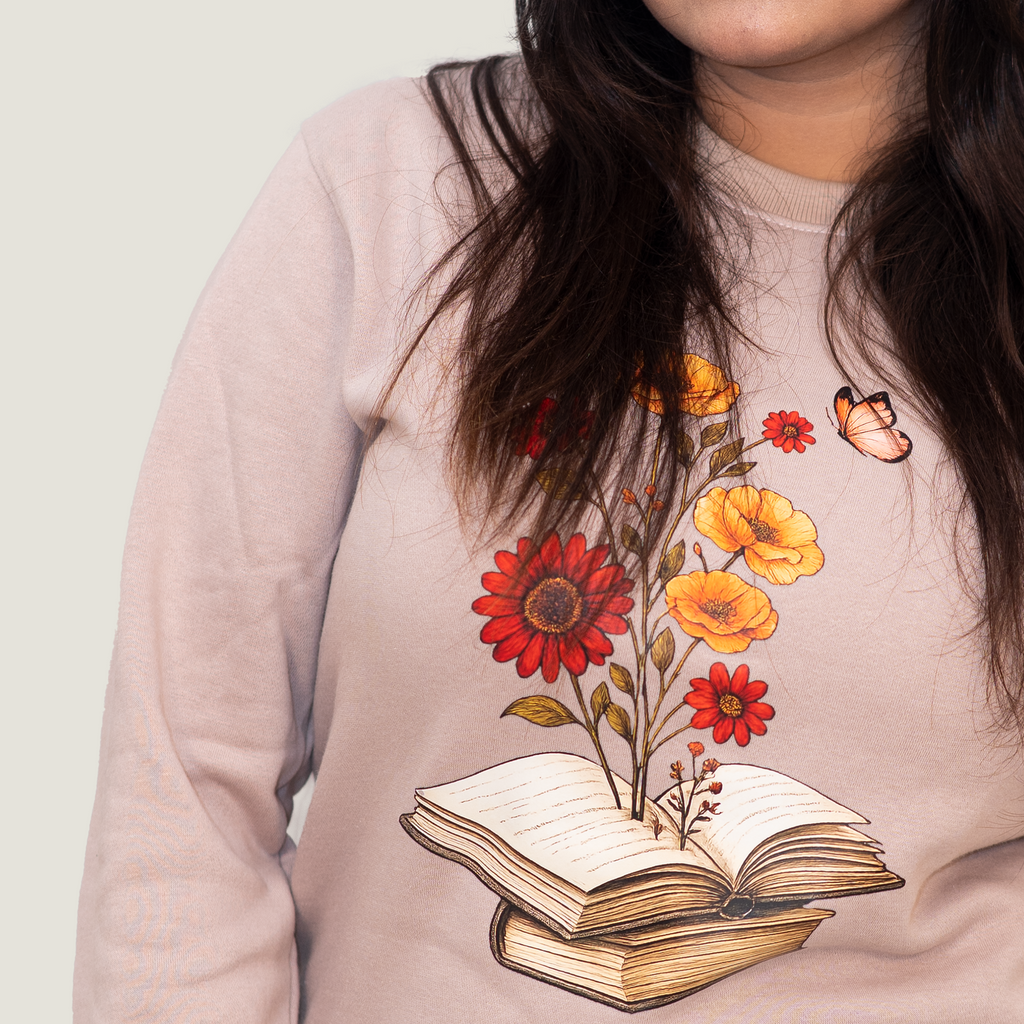 The Blooming Book Sweatshirt (Beige/Taupe)
